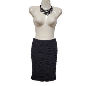 Elastic Ruched Black Skirt Netting Overlay Lined Size XS